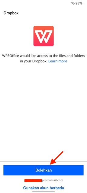 Hubungkan WPS Office dan Dropbox 2