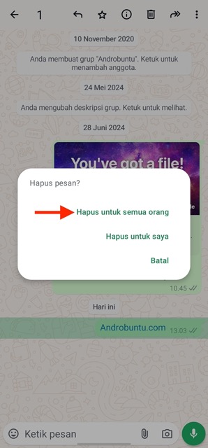Cara Menghapus Pesan WhatsApp 2
