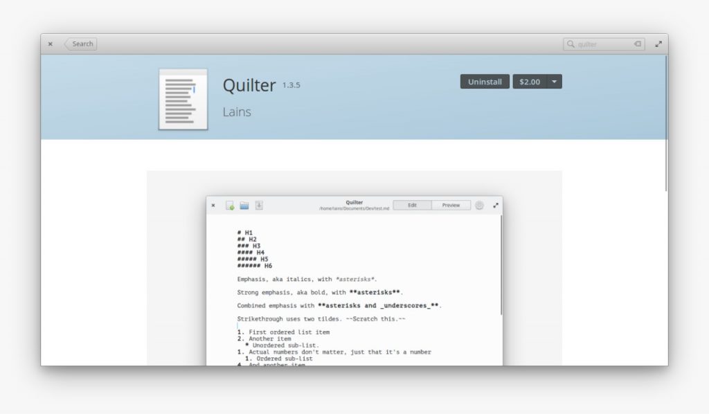 Quilter - Aplikasi Paling Asik untuk Nulis Markdown di elementary OS