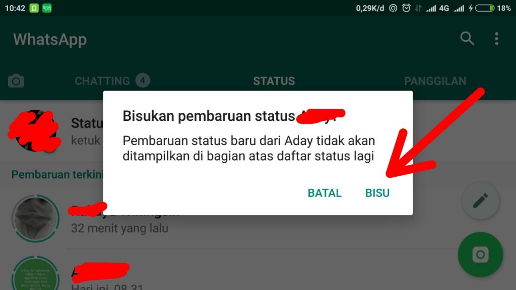 Cara Menyembunyikan Update Status Teman Di WhatsApp