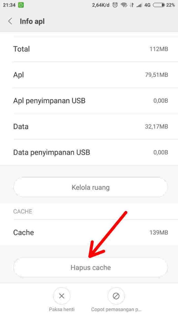 hapus cache aplikasi android
