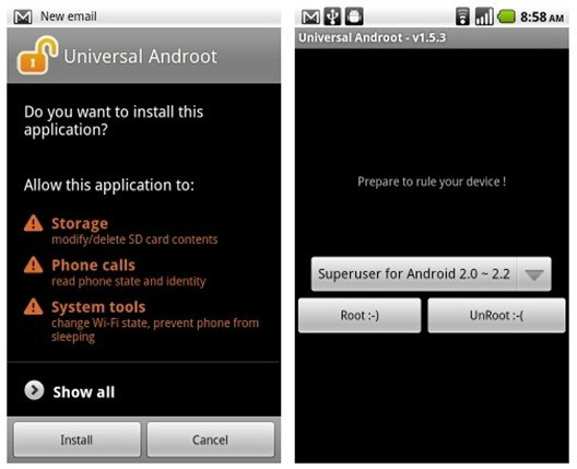 unroot smartphone android menggunakan universal androot