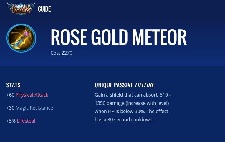 Rose Gold Meteor Mobile Legends
