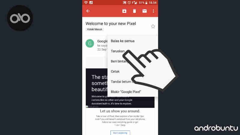 cara forward email di android