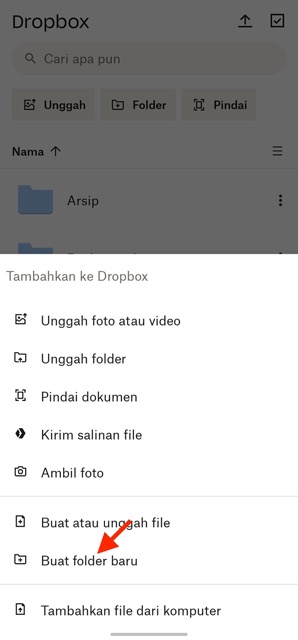 Cara Buat Folder Baru di Dropbox 2
