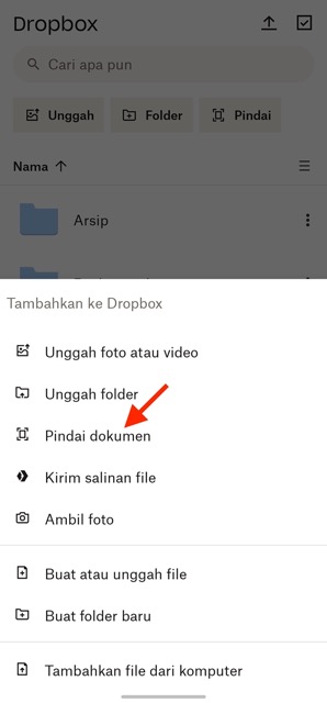 Cara Scan Dokumen di Dropbox 2