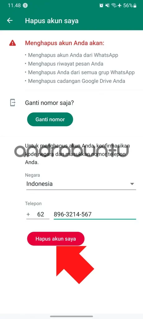 Cara Menghapus Akun WhatsApp by Androbuntu 4