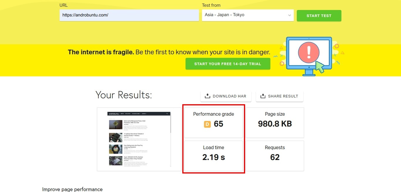 Website Terbaik untuk Mengukur Kecepatan Loading Suatu Website dan Blog by Androbuntu.com 6
