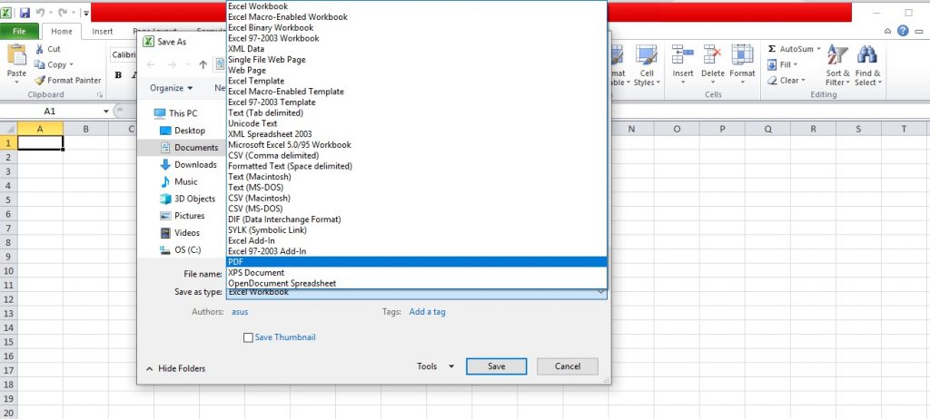 Cara mengubah file Excel menjadi pdf