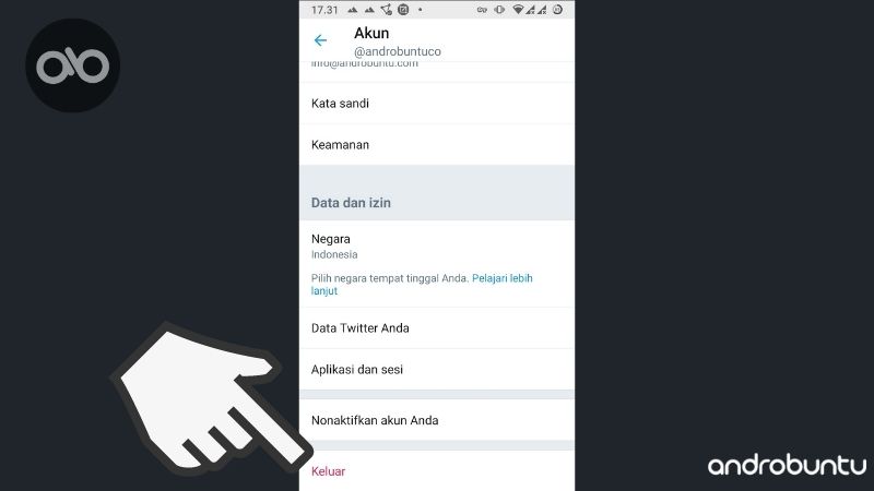 Cara Logout Aplikasi Twitter by Androbuntu 4