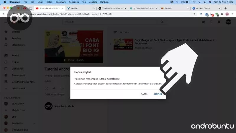 Cara Menghapus Playlist di YouTube by Androbuntu 4