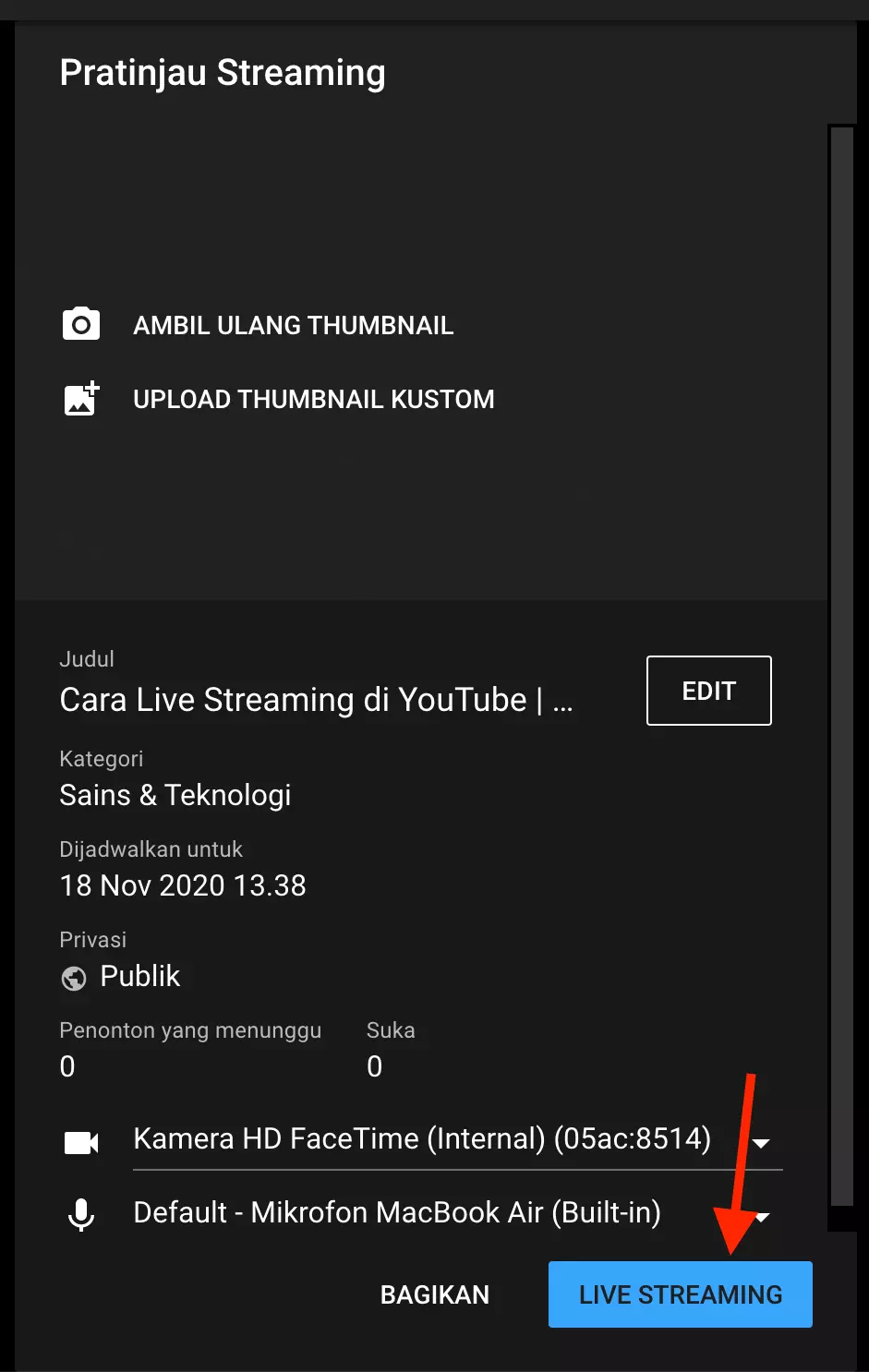 Cara Live Streaming di YouTube Melalui Browser di PC by Androbuntu 6