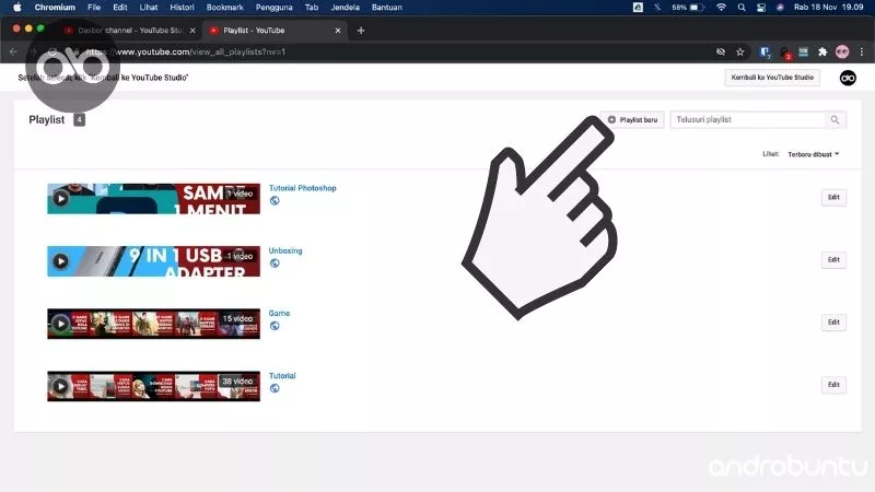 Cara Membuat Playlist di YouTube by Androbuntu 3