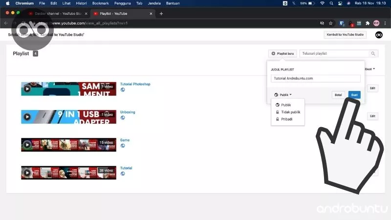 Cara Membuat Playlist di YouTube by Androbuntu 4