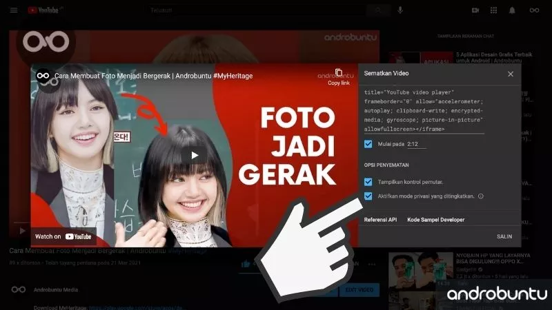 Cara Embed Video YouTube di Web by Androbuntu 9