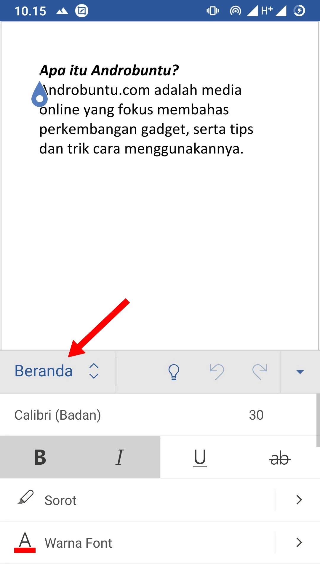 Cara Menampilkan Jumlah Kata pada Microsoft Word by Androbuntu 12