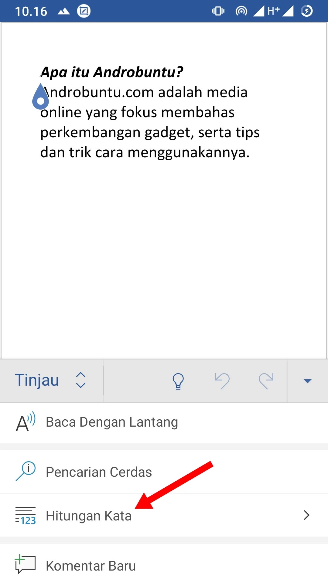 Cara Menampilkan Jumlah Kata pada Microsoft Word by Androbuntu 14