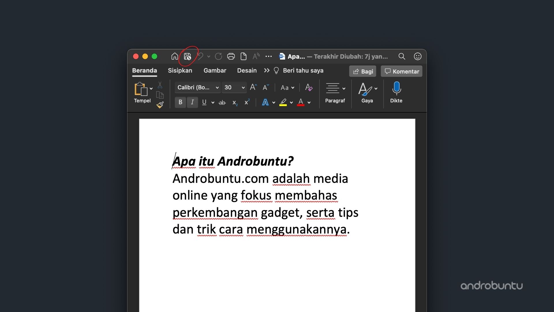 Cara Simpan Dokumen di Microsoft Word by Androbuntu