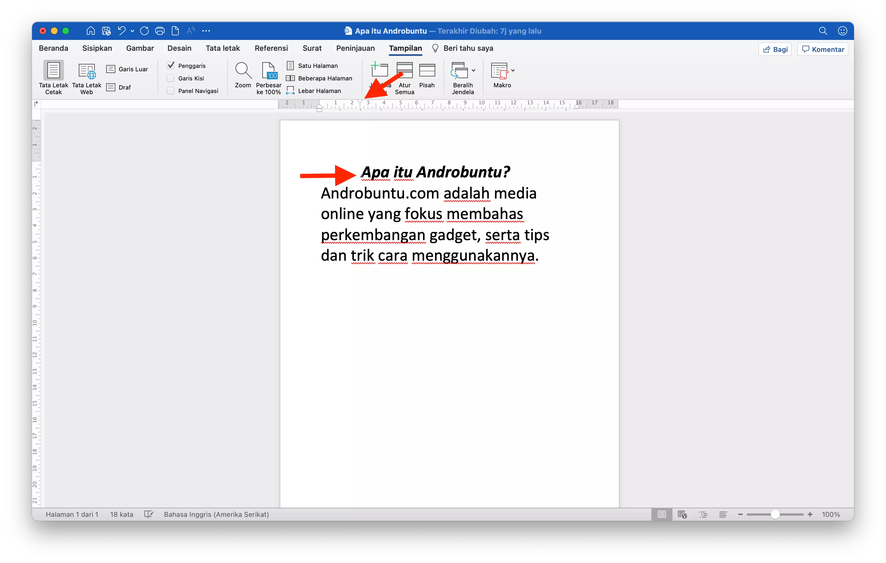 Fungsi Penggaris di Microsoft Word by Androbuntu