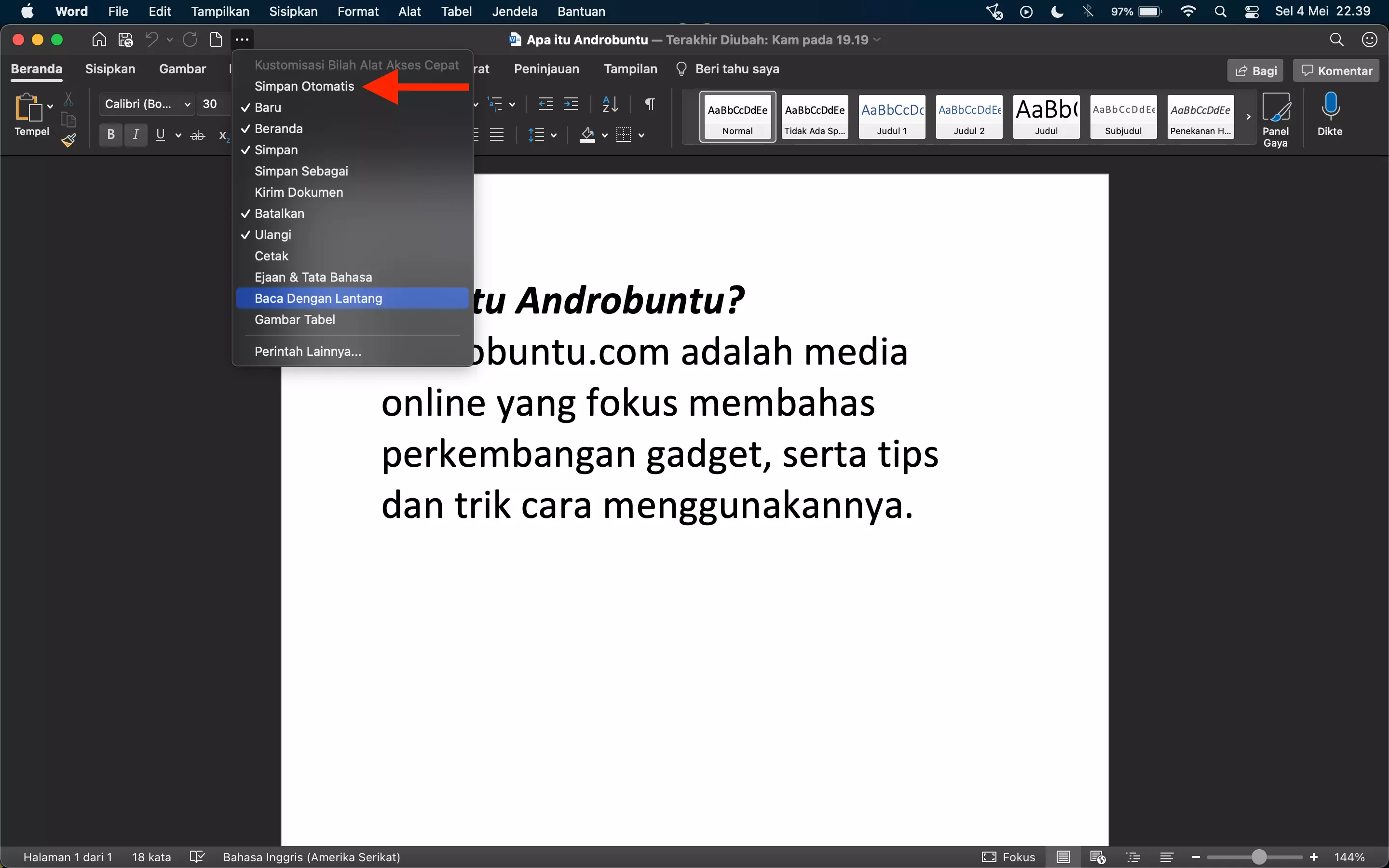 Cara Mengaktifkan Simpan Otomatis di Microsoft Word by Androbuntu 2