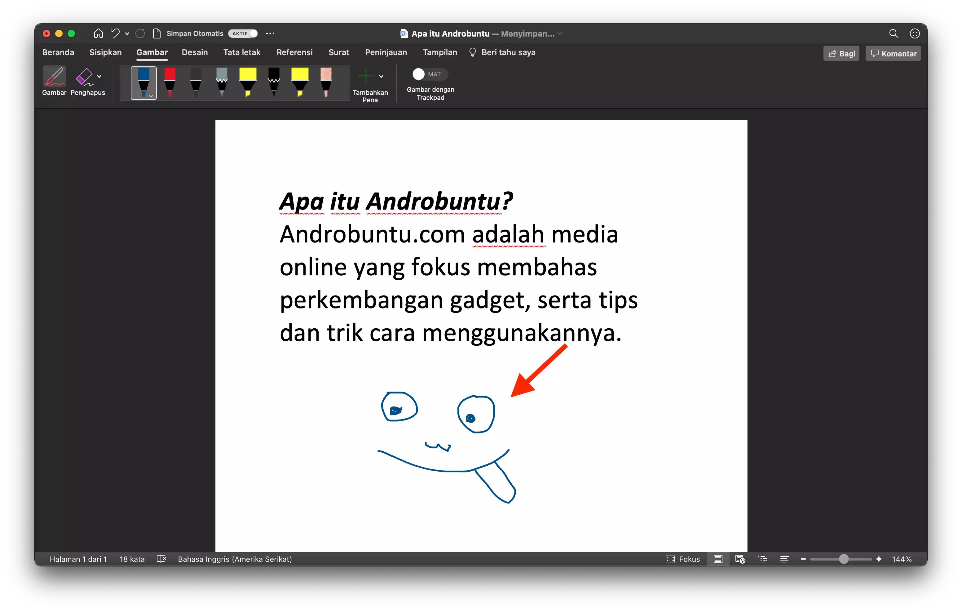 Cara Menggambar dengan Mouse di Microsoft Word by Androbuntu 3