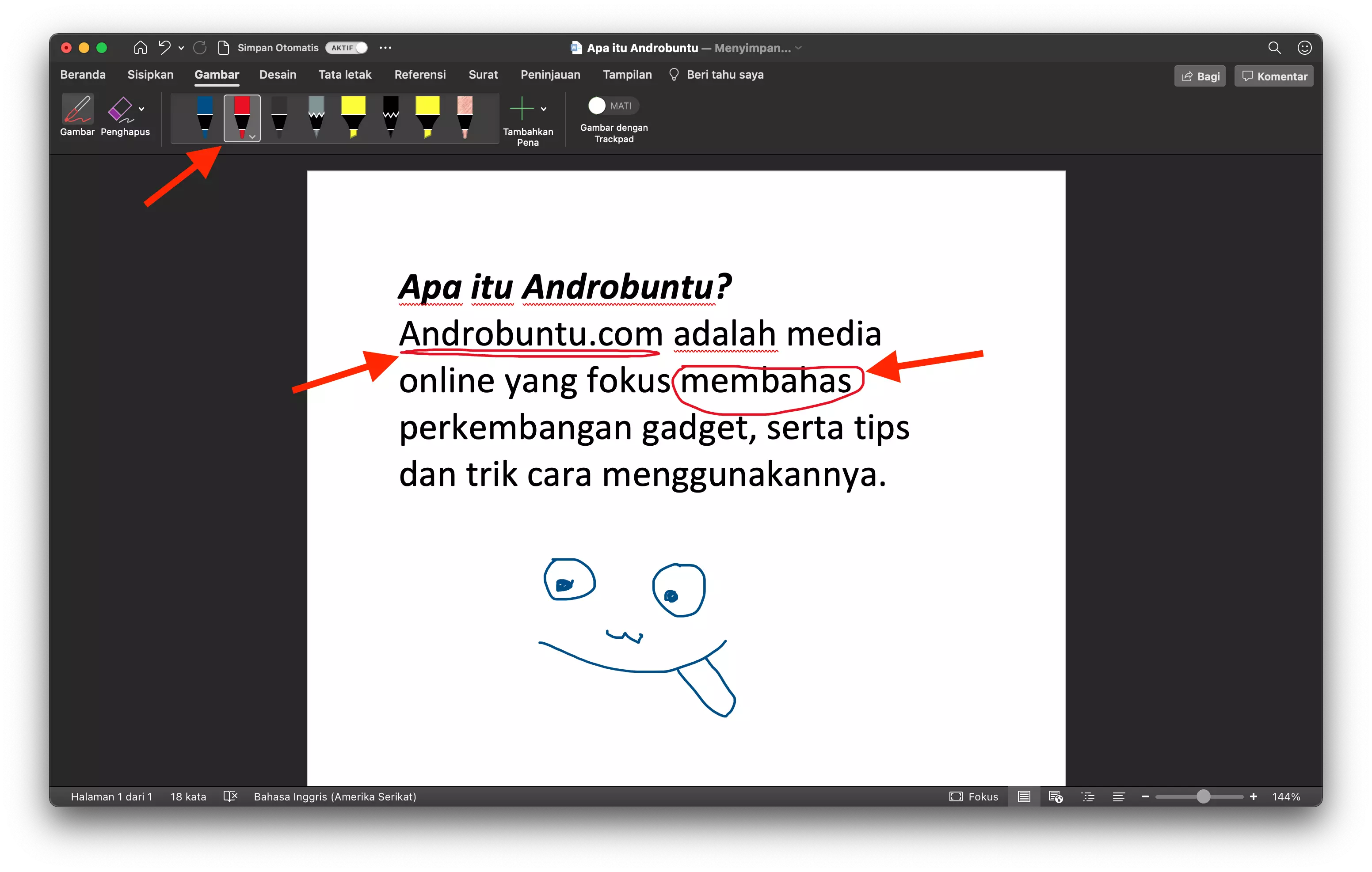 Cara Menggambar dengan Mouse di Microsoft Word by Androbuntu 4