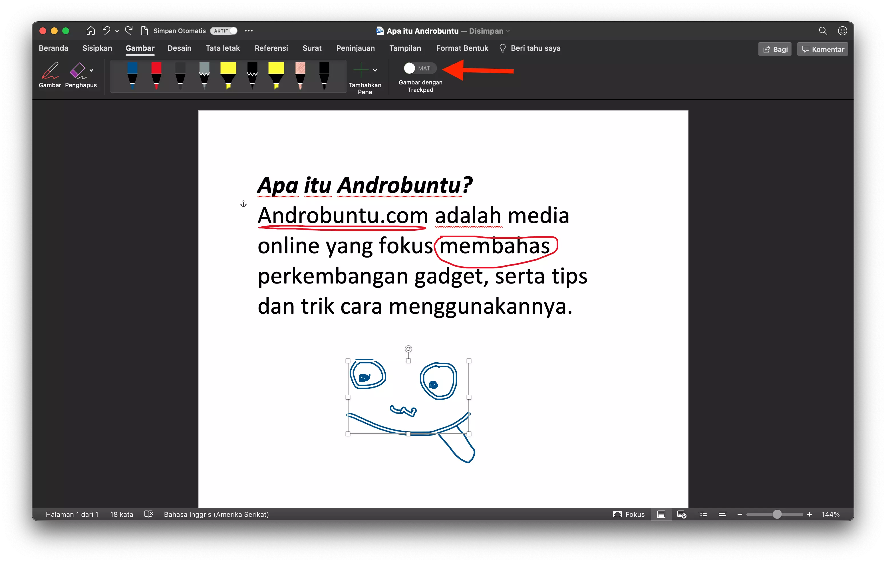 Cara Menggambar dengan Mouse di Microsoft Word by Androbuntu 6