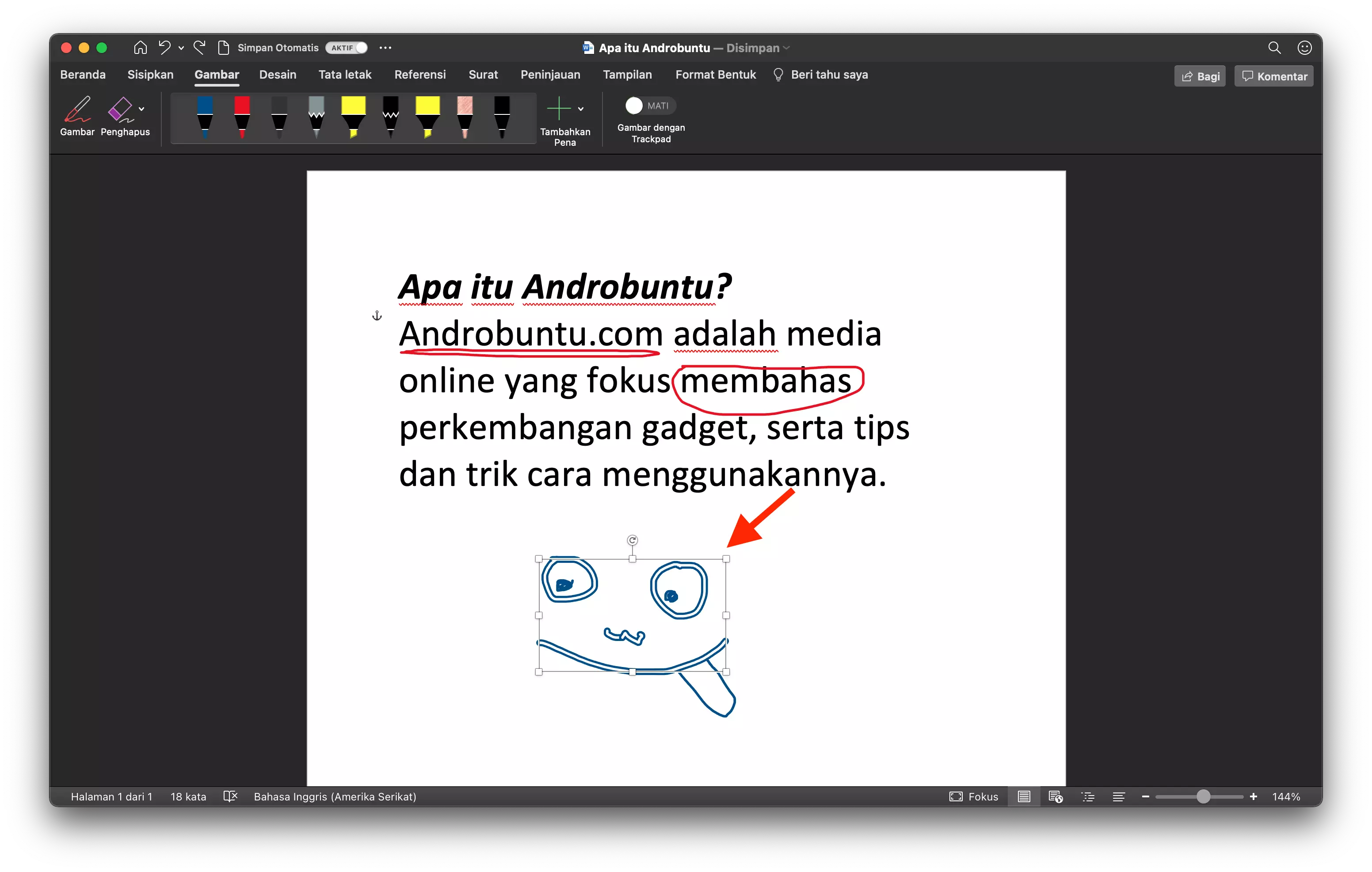 Cara Menggambar dengan Mouse di Microsoft Word by Androbuntu 7