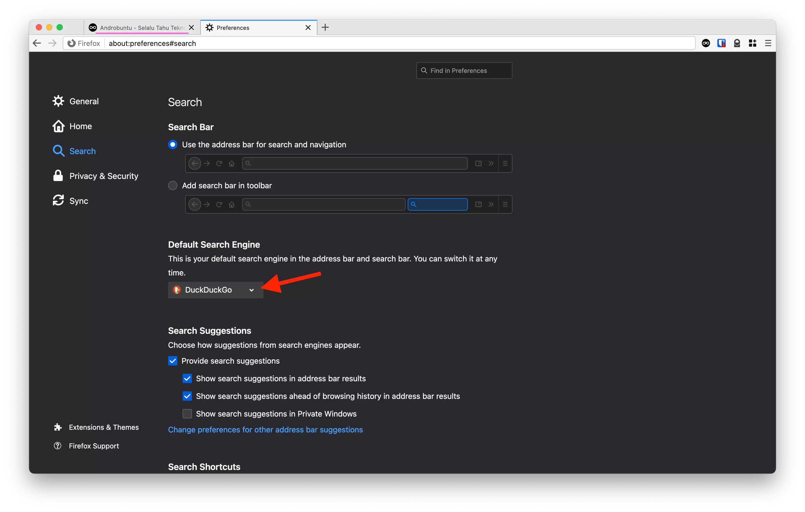 Cara Mengganti Mesin Pencari Default di Firefox by Androbuntu 4