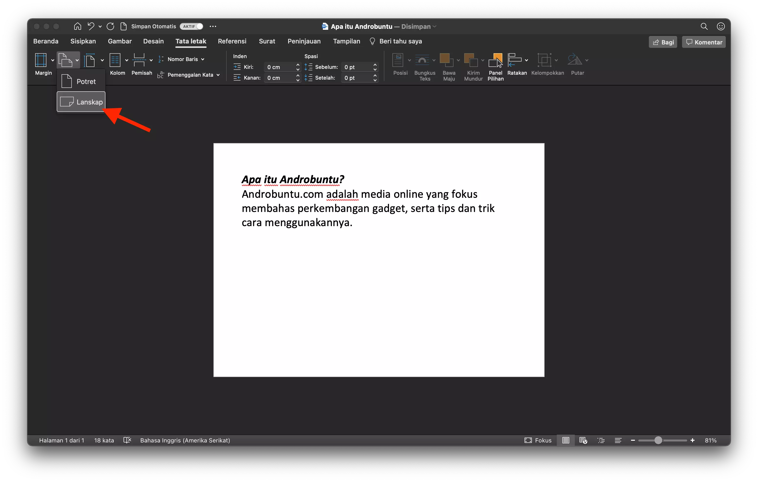 Cara Mengganti Orientasi Kertas di Microsoft Word by Androbuntu 3