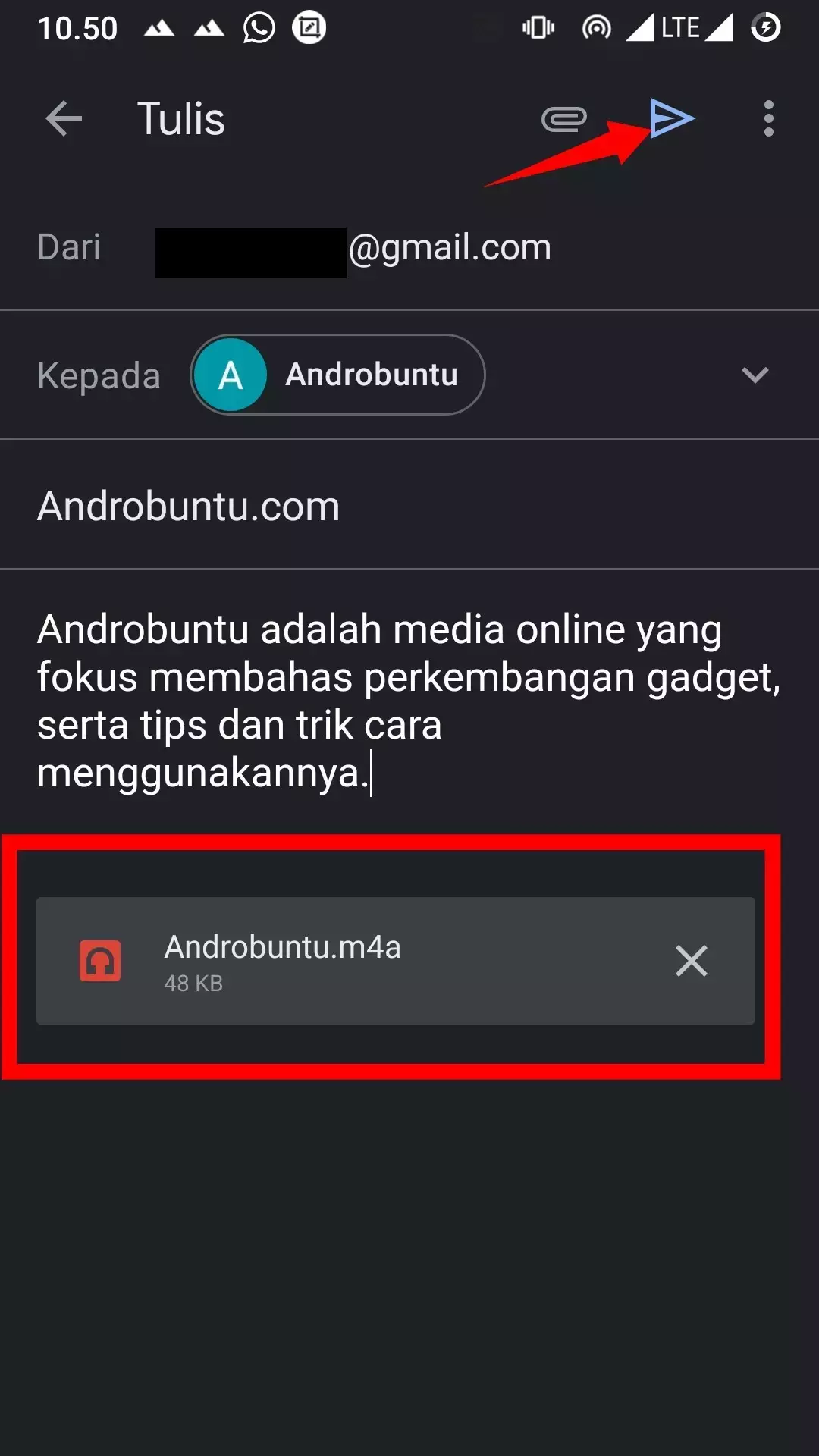 Cara Mengirim Rekaman Suara Melalui Email by Androbuntu 7