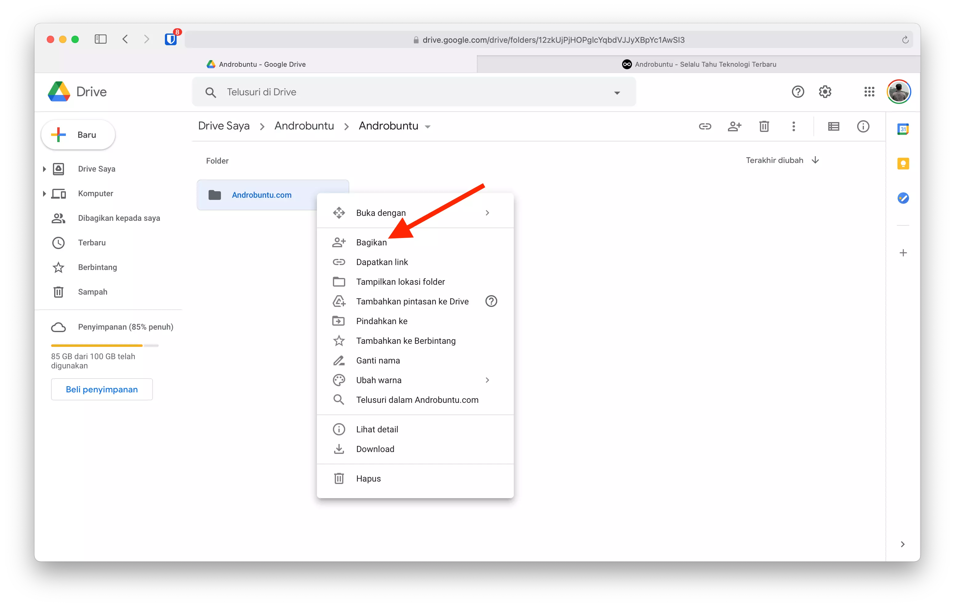 Cara Upload File ke Google Drive Orang Lain by Androbuntu 2