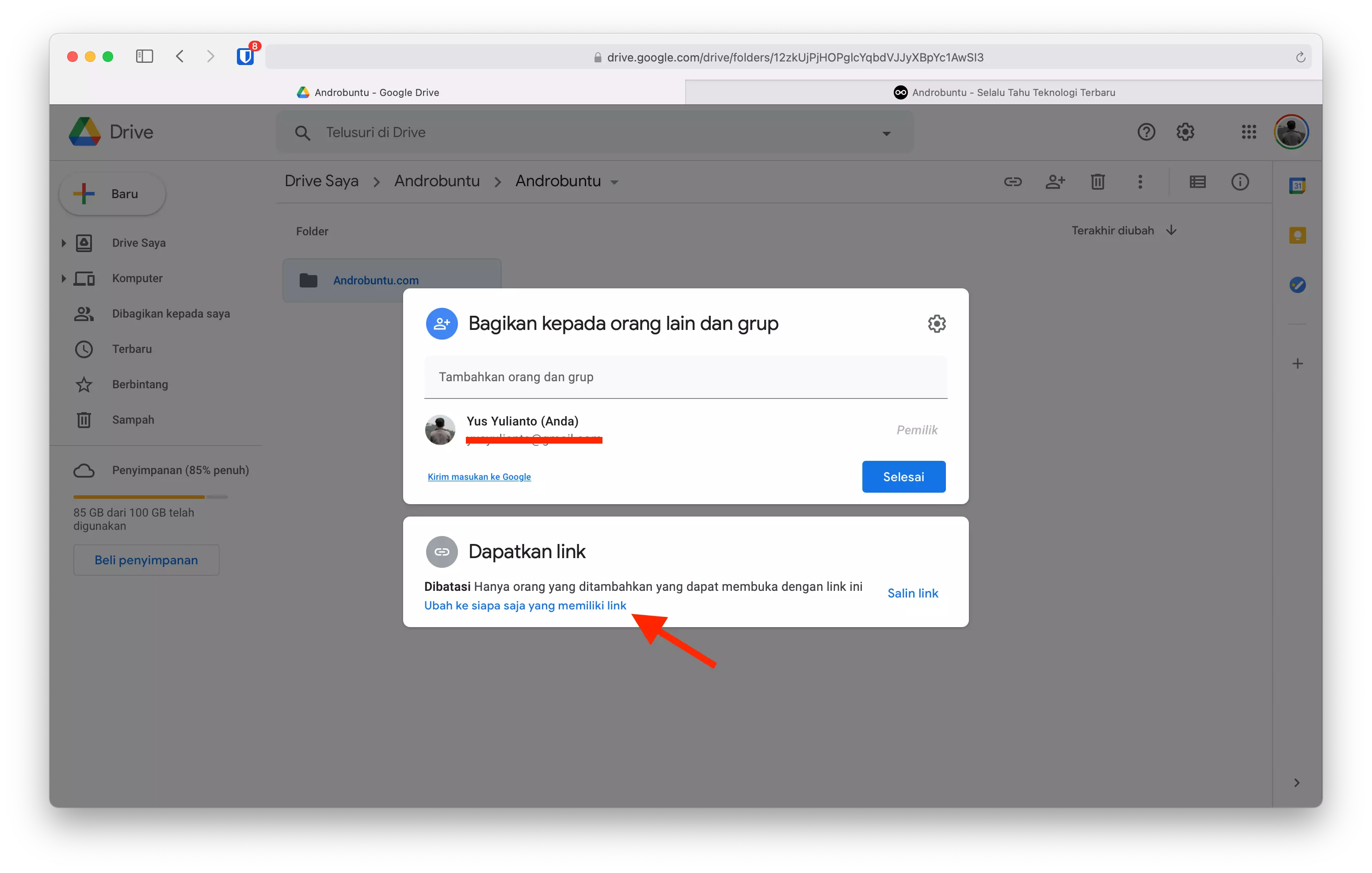 Cara Upload File ke Google Drive Orang Lain by Androbuntu 3