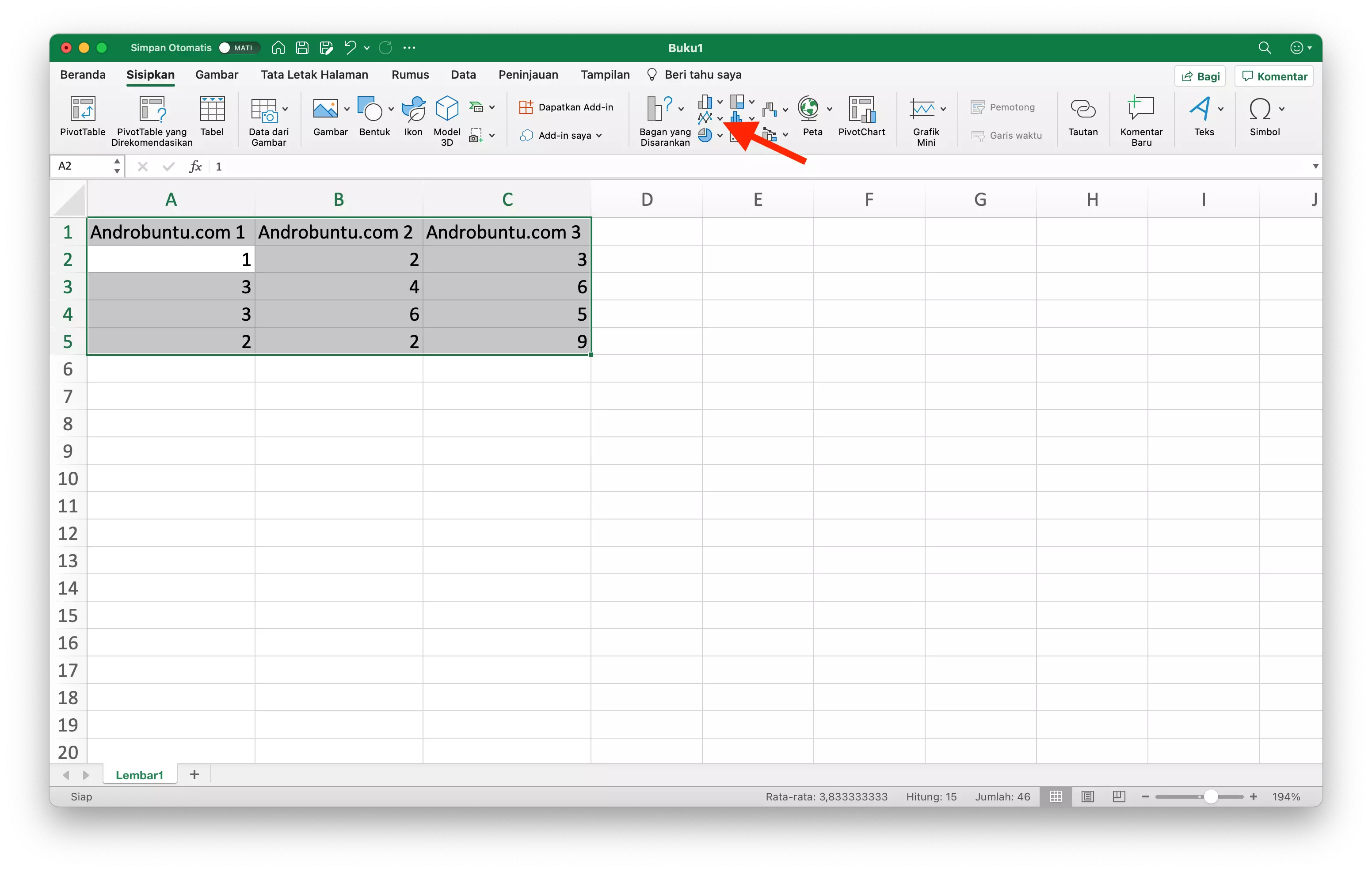 Cara Membuat Grafik di Microsoft Excel by Androbuntu 3