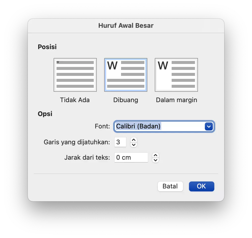 Cara Membuat Huruf Awal Paragraf Besar di Microsoft Word by Androbuntu 5