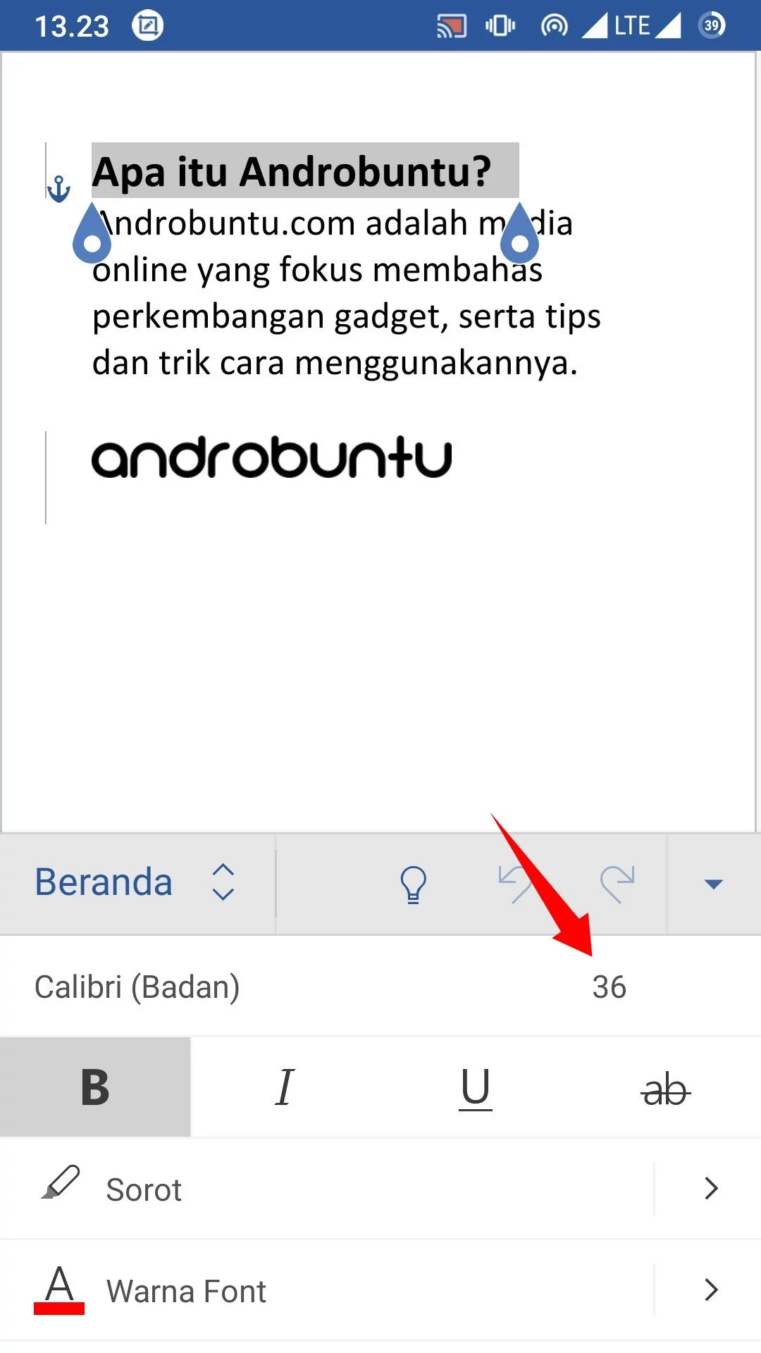 Cara Memperbesar atau Memperkecil Huruf di Microsoft Word by Androbuntu 5