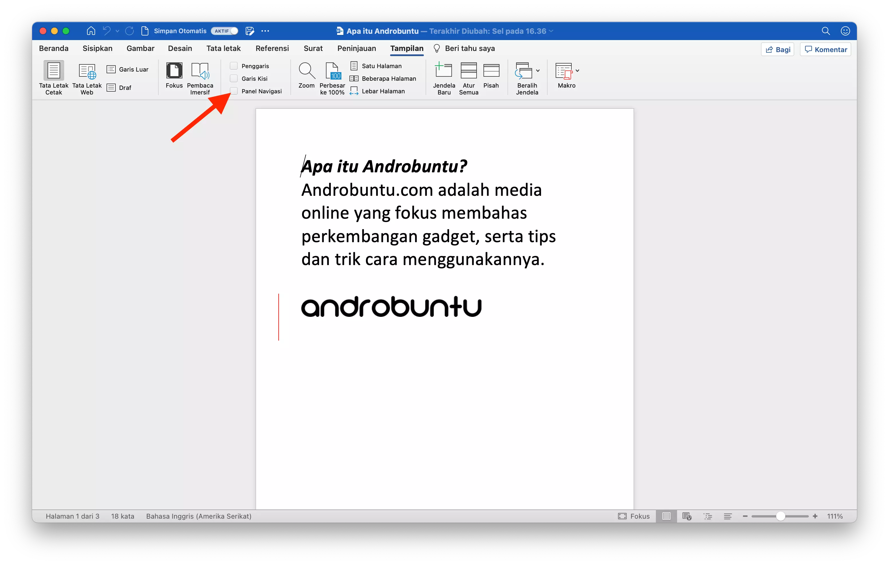 Cara Menampilkan Panel Navigasi di Microsoft Word by Androbuntu 2