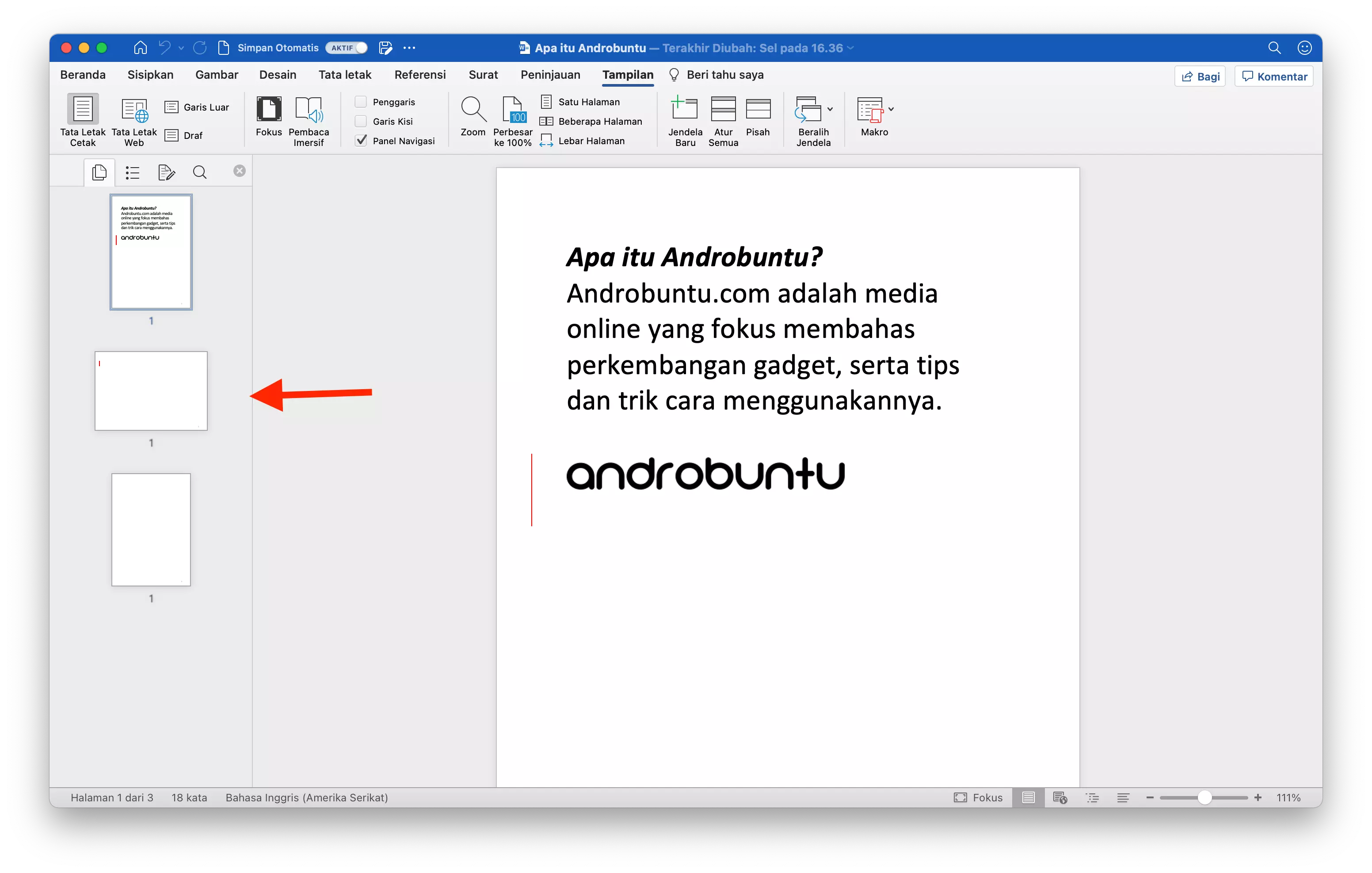 Cara Menampilkan Panel Navigasi di Microsoft Word by Androbuntu 3