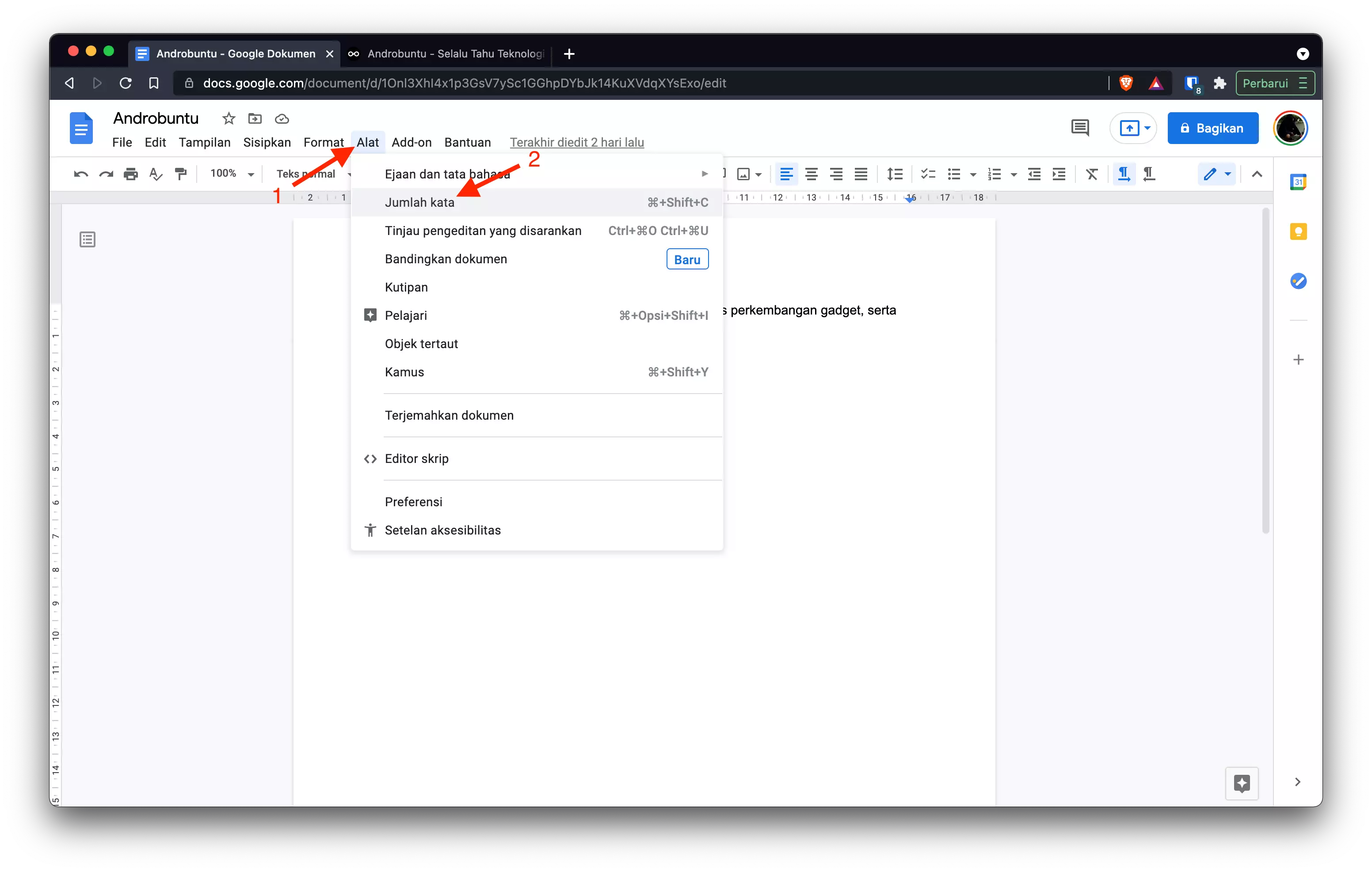 Cara Mengetahui Jumlah Kata di Google Docs by Androbuntu 1