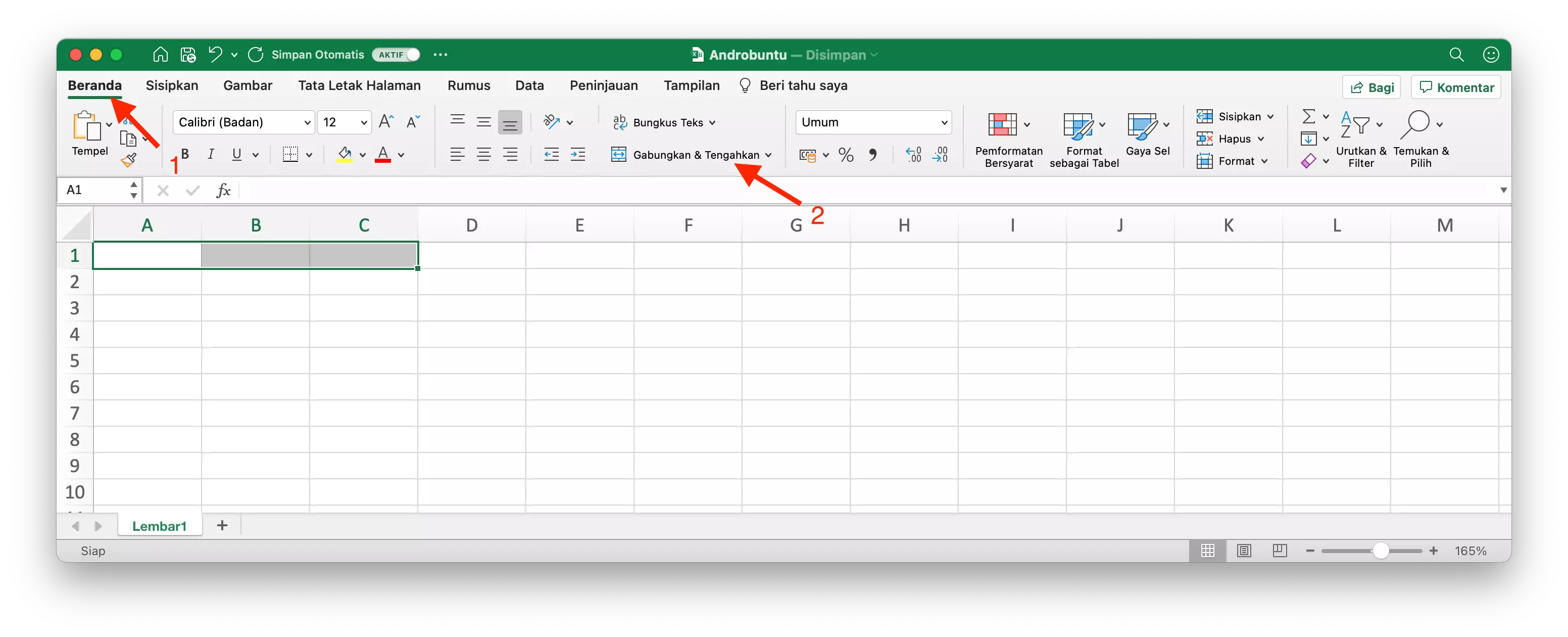 Cara Menggabungkan dan Memisahkan Sel di Microsoft Excel by Androbuntu 2