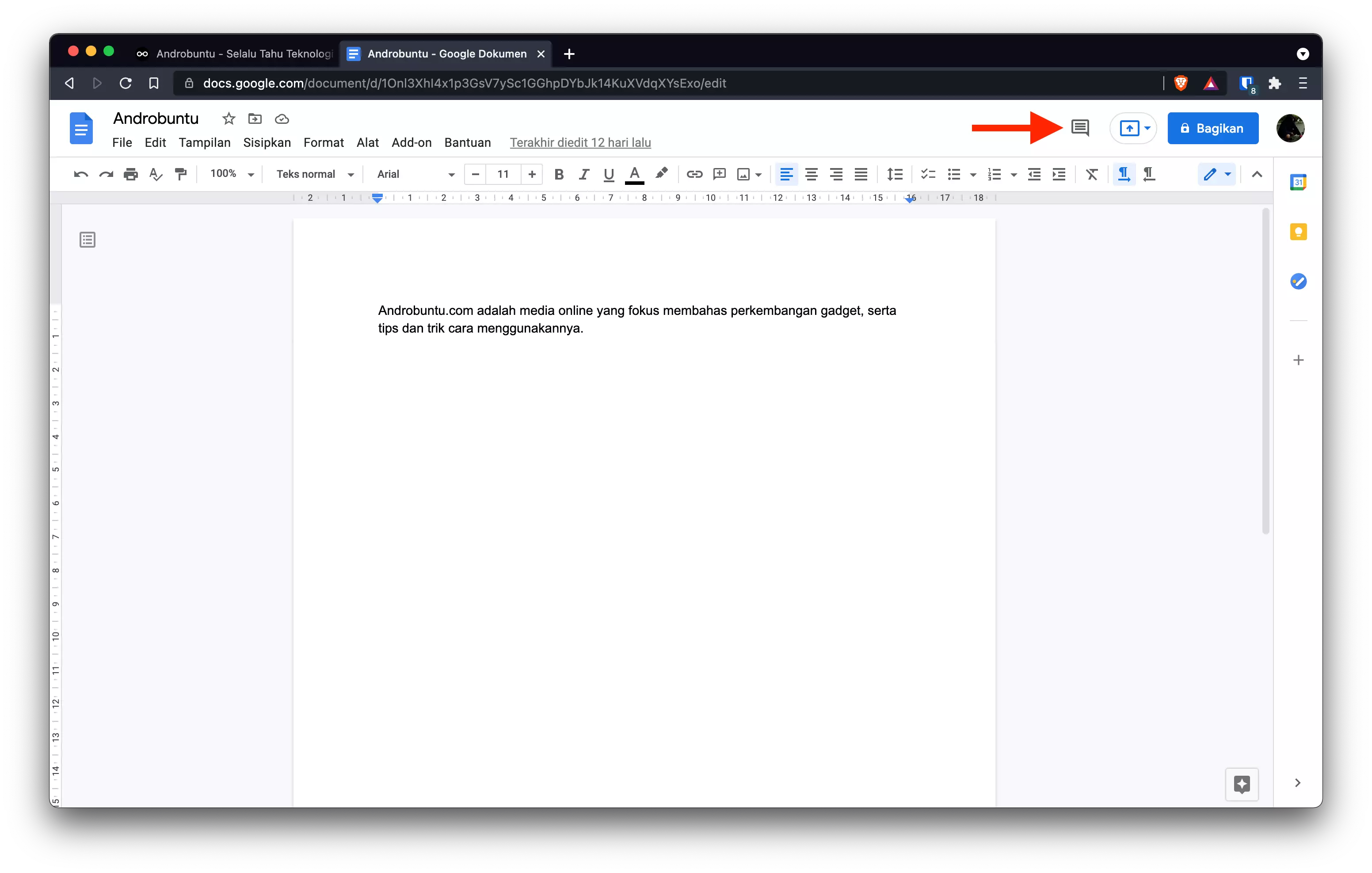 Cara Menambahkan Komentar di Google Docs by Androbuntu 1