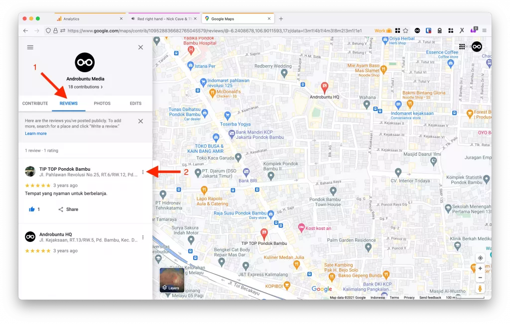 Cara Menghapus dan Mengubah Ulasan di Google Maps di Komputer by Androbuntu 3