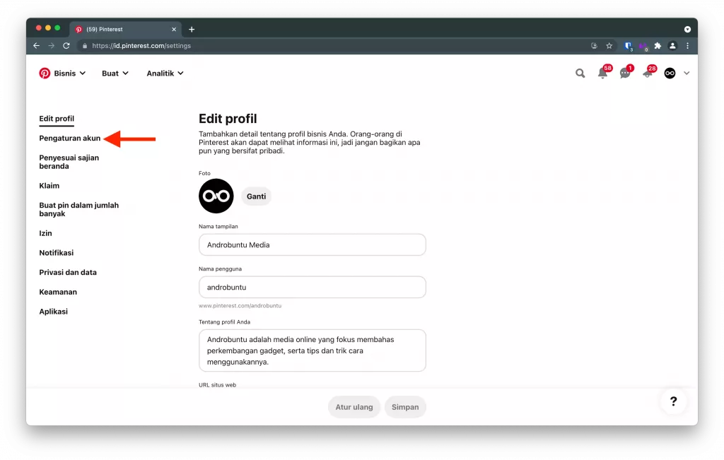 Cara Menghapus Akun Pinterest by Androbuntu 2