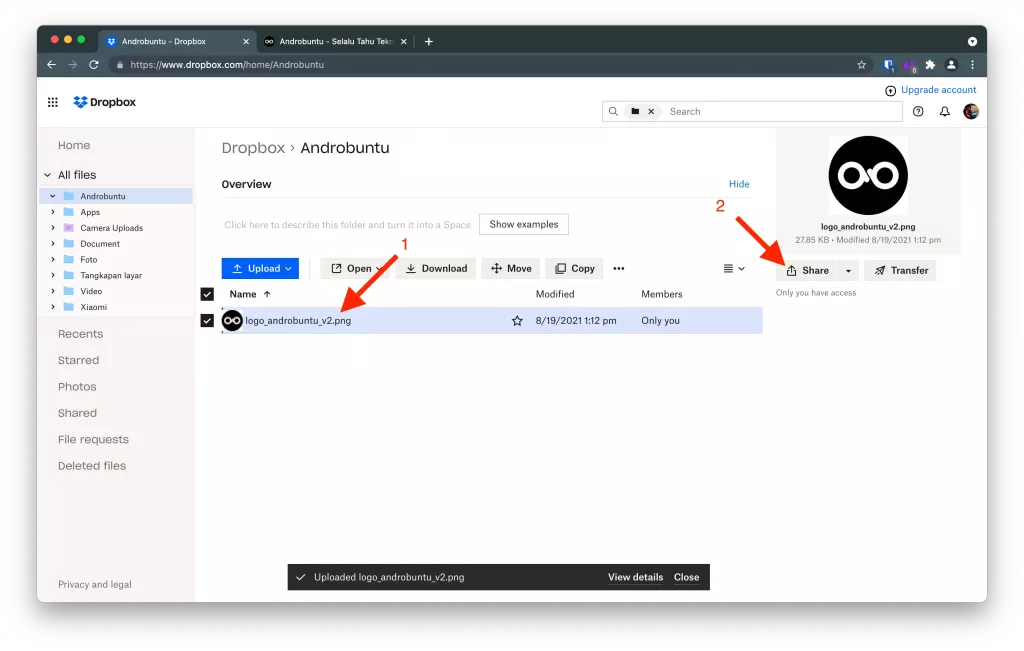 Cara Mengirim File Melalui Dropbox by Androbuntu 3