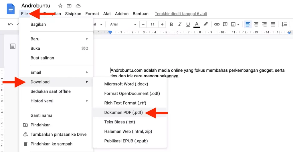 Cara Menyimpan Google Docs Menjadi PDF by Androbuntu 1