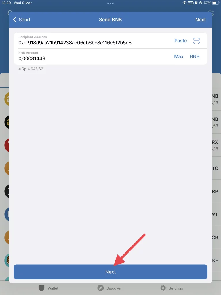 Cara mengirim cryptocurrency dari Trust Wallet ke Tokocrypto melalui Androbuntu 8