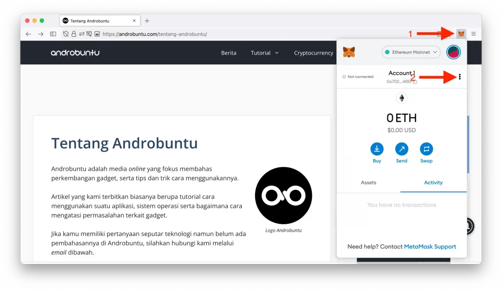 Cara Mengganti Nama Dompet di MetaMask by Androbuntu 1