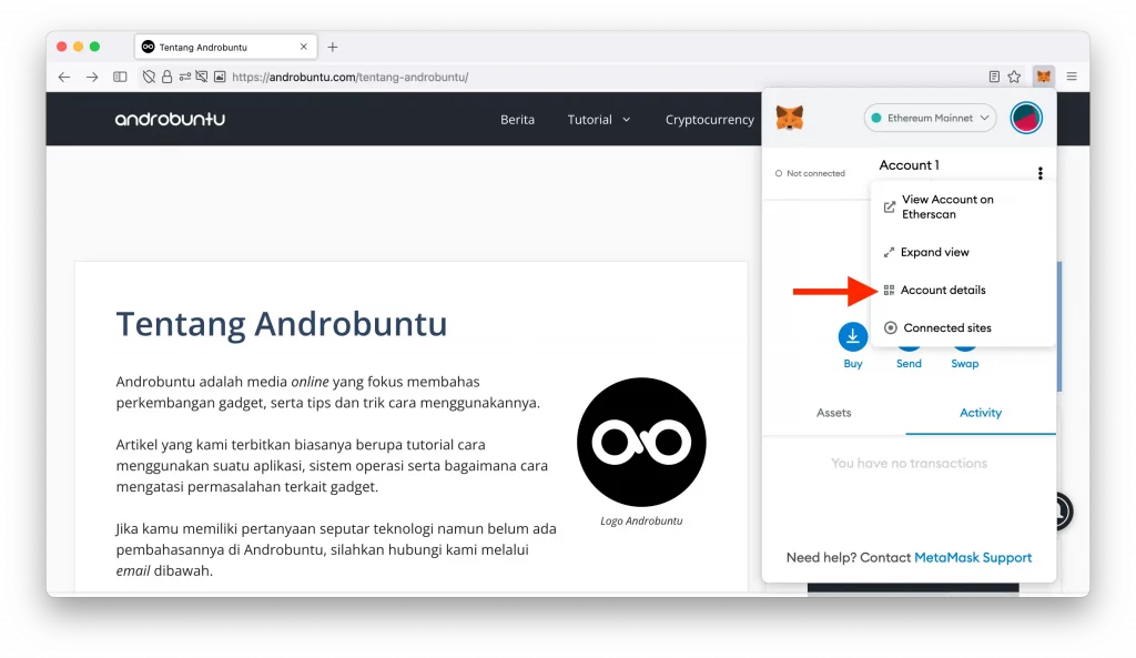 Cara Mengganti Nama Dompet di MetaMask by Androbuntu 2