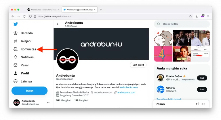 Cara Membuat Komunitas di Twitter by Androbuntu 1