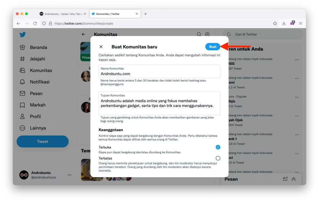 Cara Membuat Komunitas di Twitter by Androbuntu 3